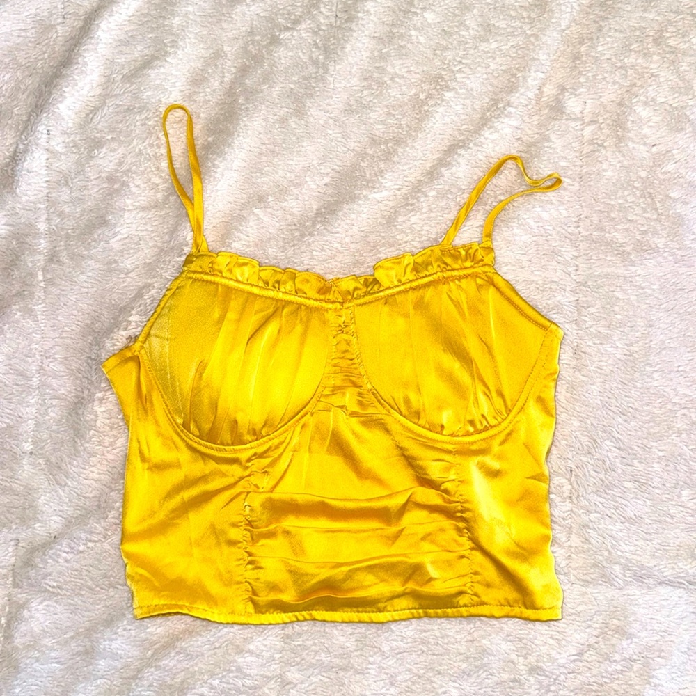 Yellow tank top with built in bra